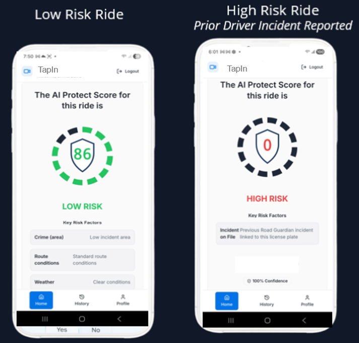 TapIn Trip Score screen
